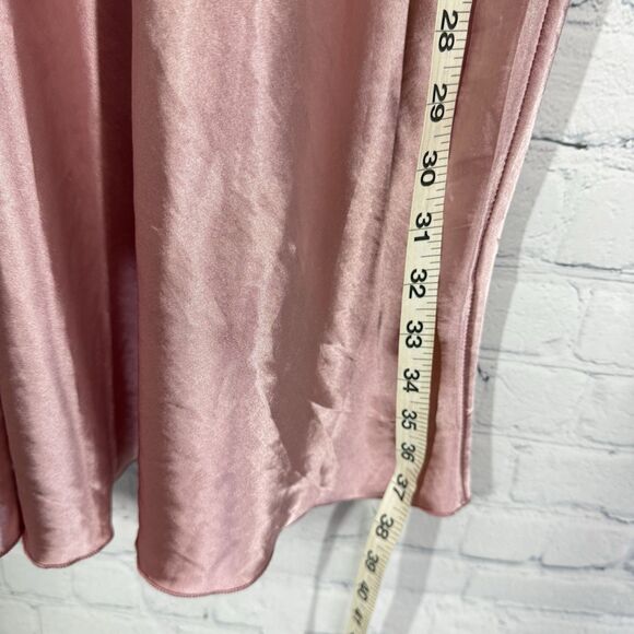 Mini Dress Women Size 2X Rose Gold Empire Babydoll Silky Satin Party Night Y2K - Picture 10 of 11